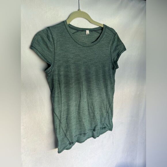 Lululemon Another Mile Short Sleeve Heathered Green Smoke size 4 - Picture 2 of 8